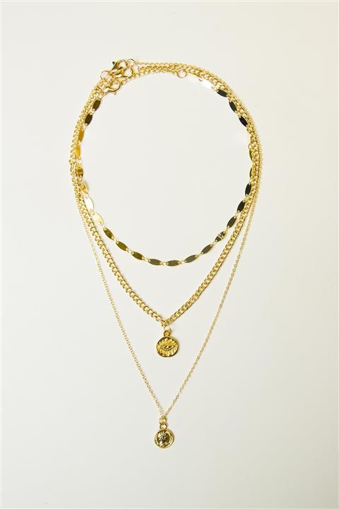 Modex Gold Üçlü Kombin Zincir Kolye