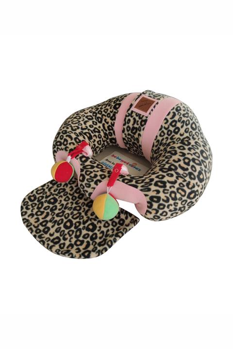 BEBEYATMAZ Çıngıraklı Leopar-Pembe Bebek Oturma Destek Minderi