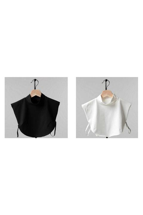 Shalista 2'li Tesettür Boyunluk - Pamuk Penye - Siyah Ekru