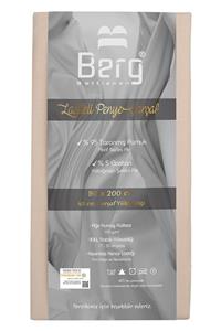 Berg Bettlaken 90x200 35 Cm Yükseklik Lastikli Lüks Penye Pamuklu Çarşaf Bej, Luxury Fitted Sheet Cotton