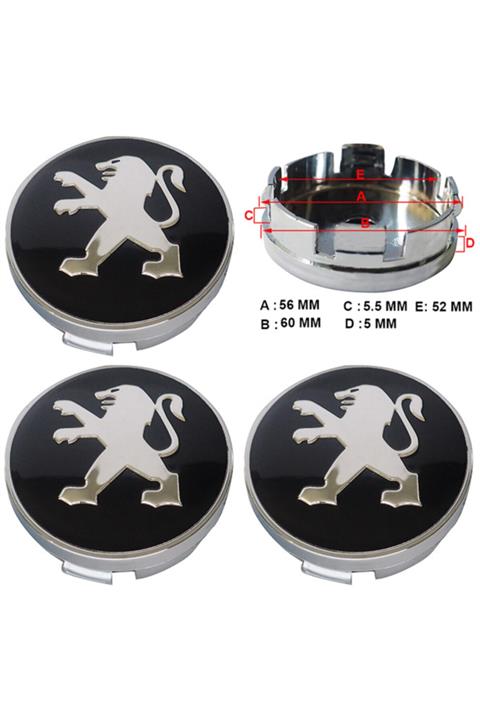 Peugeot Jant Göbek Arması Nikel 60mm*56mm 4 Adet 9059a