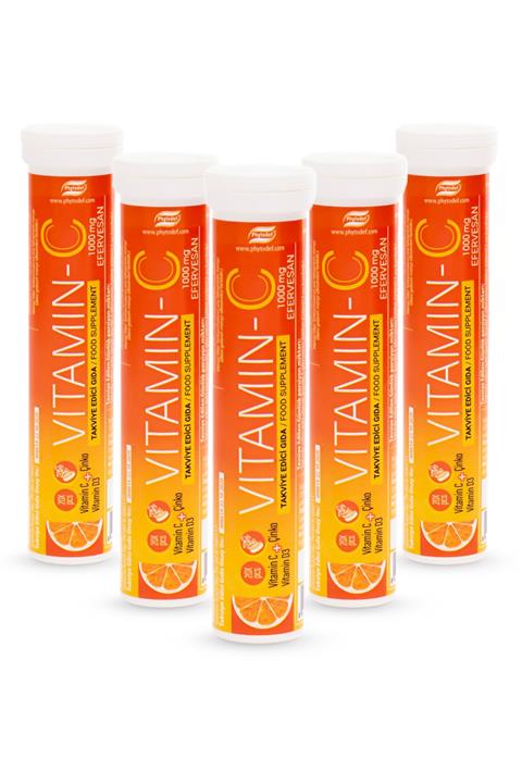 Phytodef Vitamin C & Çinko Vitamin D3 - 20 Efervesan Tablet (portakal Aromalı) X 5 Adet