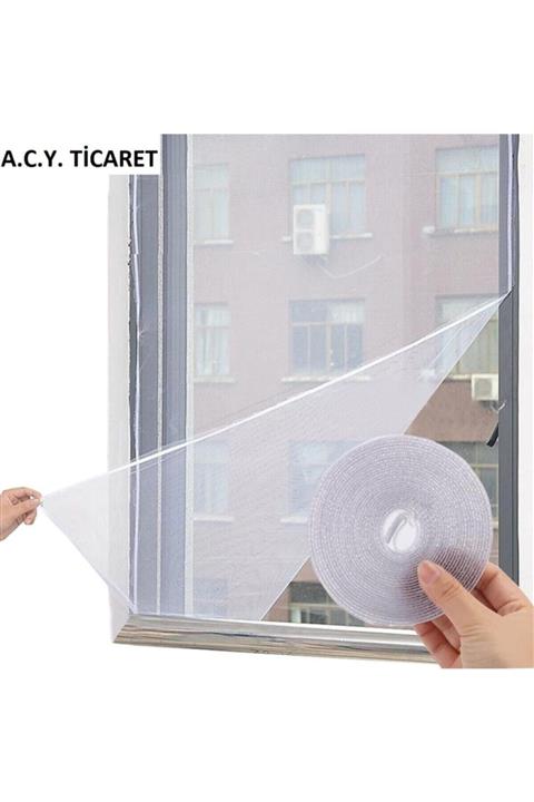 ACY 100*150 Cm Hazır Pencere Sinekliği 4 Mt Bant Hediye Tak Çıkar Tül Kesilebilir Cırt Bantlı