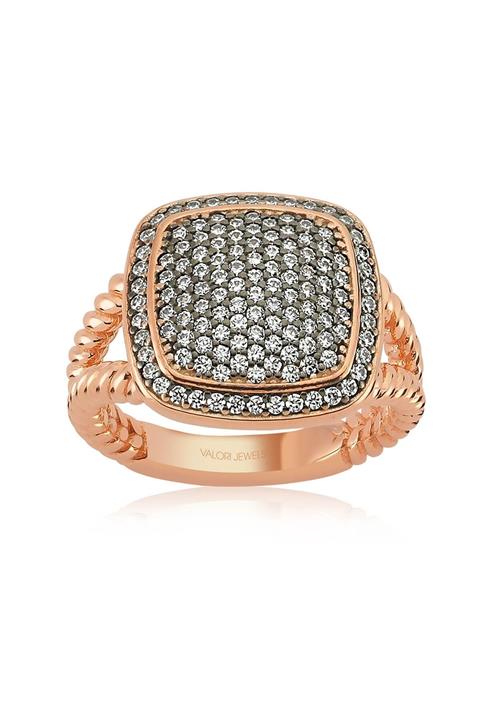 Valori Jewels Koyu Şıkırtılı, Zirkon Beyaz Taşlı, Rose Gümüş Yüzük