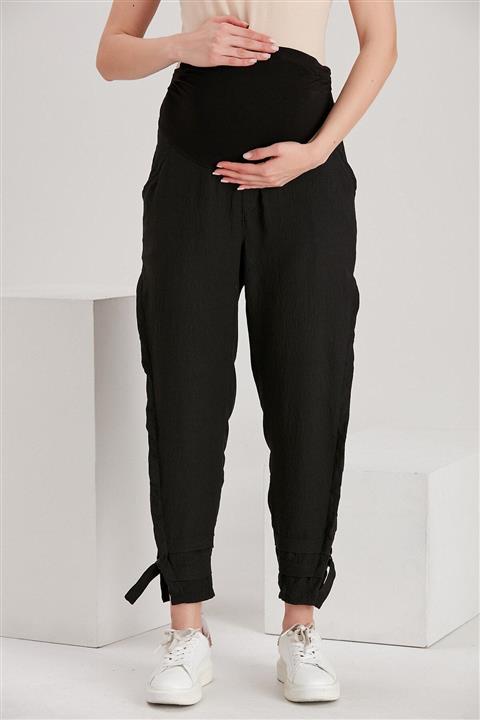 Görsin Hamile Paça Detaylı Siyah Hamile Pantolon