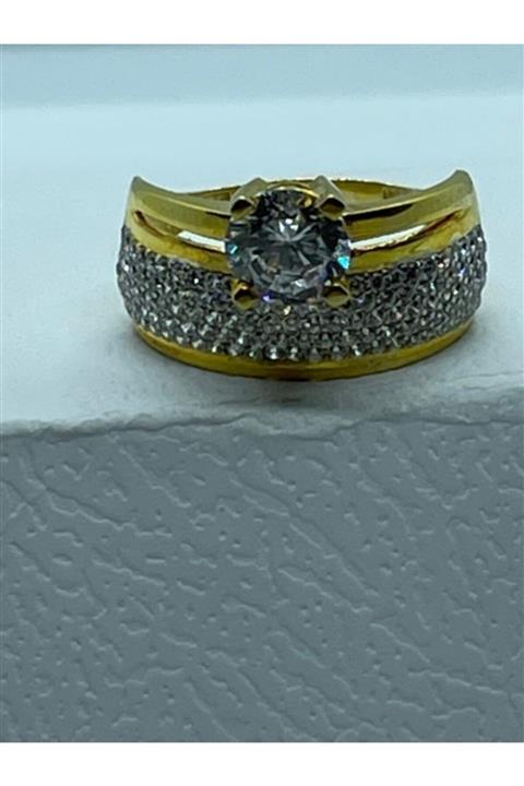 ALTAŞ KUYUMCULUK Altın Kaplama Tektaş Alyans Kadın Yüzüğü 17 No