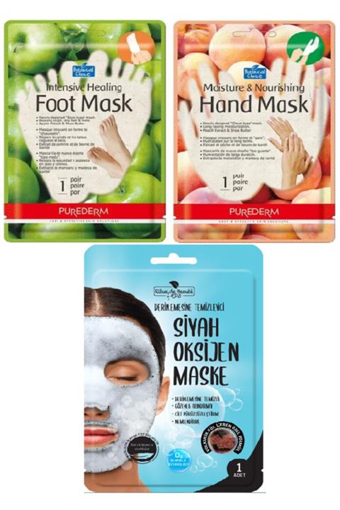 Rituel De Beaute Purederm Yoğun Terapi Ayak Bakım Maskesi El Maskesi Oksijen Maskesi 3'lü Set