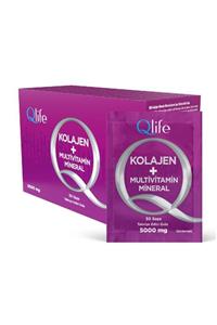 Q LİFE Qlife Kolajen + Multivitamin Mineral 5000 Mg Ahududu Aromalı 30 Saşe