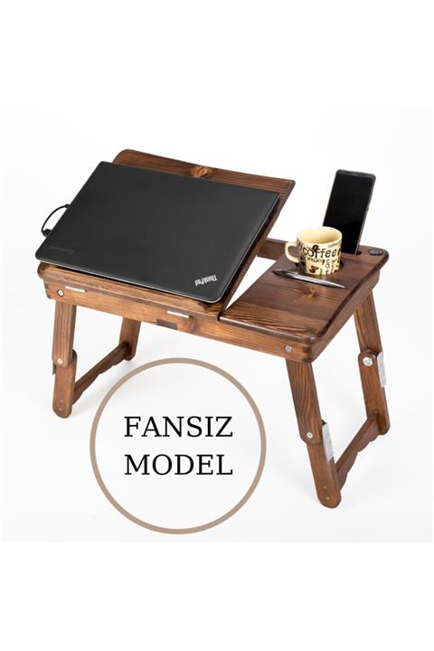 Ahşap Ustası Ceviz Renk Fansız Model Laptop Sehpası