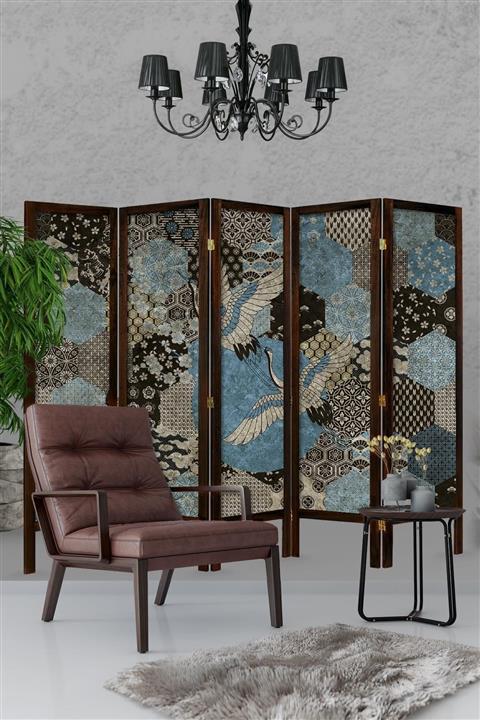 Modacanvas 5 Kanat Masif Ahşap Paravan