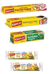 Koroplast 5li Paket Buzdolabı Poşeti+vinilya Kokulu Poşet+hazır Kesim Pişirme Kağıdı+alüminyum Folyo