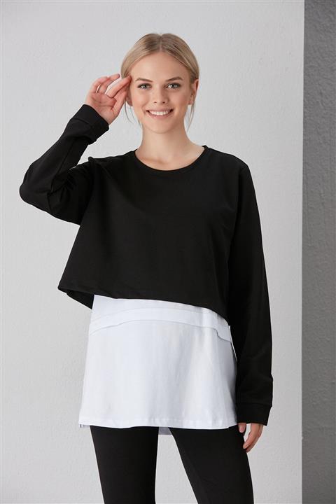 Görsin Hamile Kadın Siyah Hamile Sweatshirt