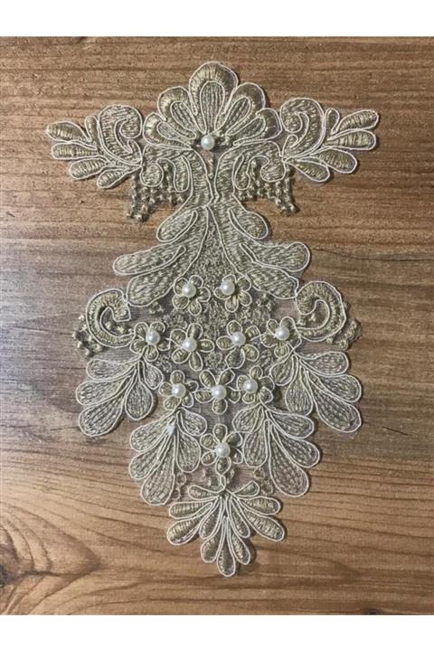 efem gipür Vazo Aplik Incili Kahve Rengi Nakışlı 6 Adet