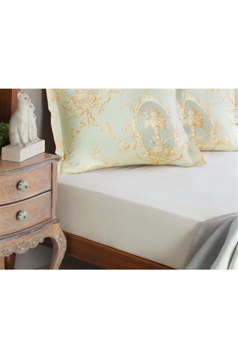 Madame Coco Eloise Ranforce Çift Kişilik Lastikli Çarşaf - Ekru