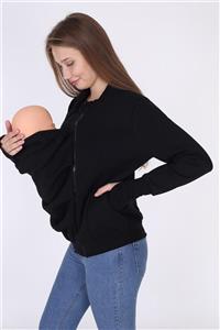 MYRA by LuvmaBelly Kadın Siyah Pamuklu Bebek Cepli Sweatshirt