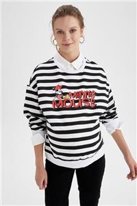 DeFacto Hamile Disney Mickey Ve Minnie Lisanslı Bisiklet Yaka Sweatshirt