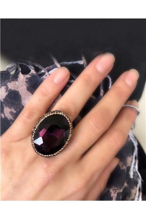 Tmec Silver Mega Boy Oval Taşlı Kadın Gümüş Yüzük