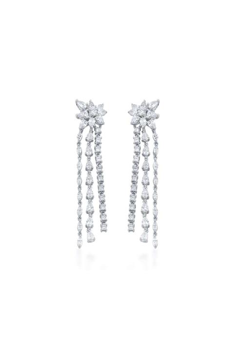 Barok Diamond Sarkıt Çiçek Pırlanta Küpe 2,80 Ct E Vs 18k