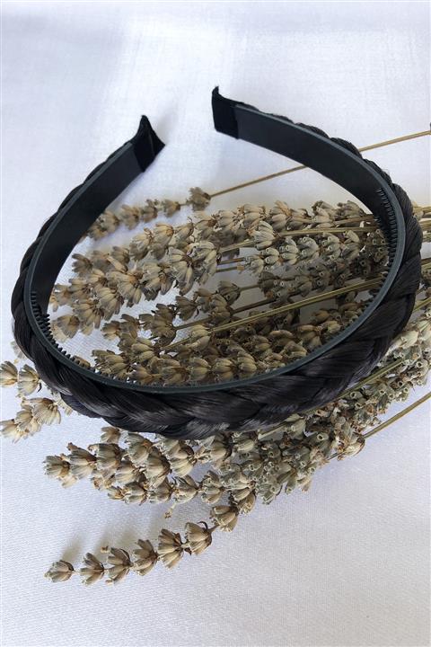 Barly Siyah Renk Saç Örgülü Taç