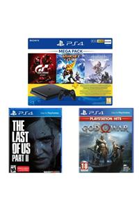 Sony Playstation 4 Slim Konsol Mega Pack 500gb + God Of War Last Of Us Part 2 Ps4 Oyun