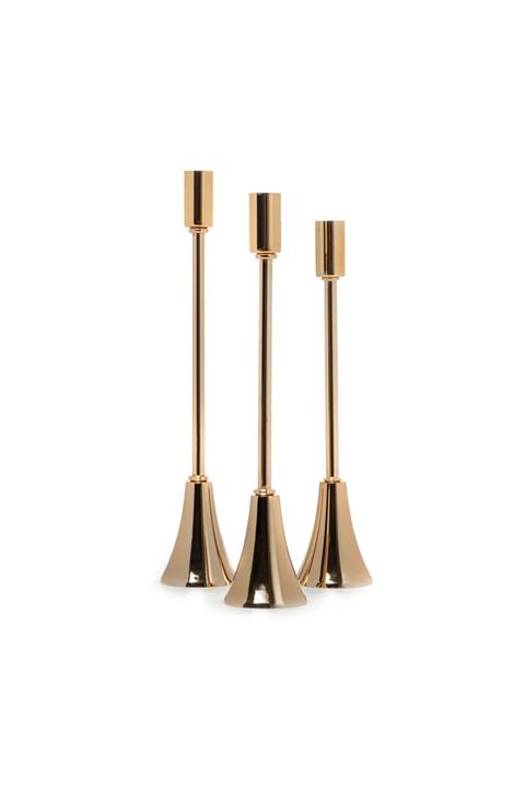 Metal Bending Art 3 Lü Topuklu Gold Şamdan Mumluk Ince Uzun Ayak Ev Dekorasyon