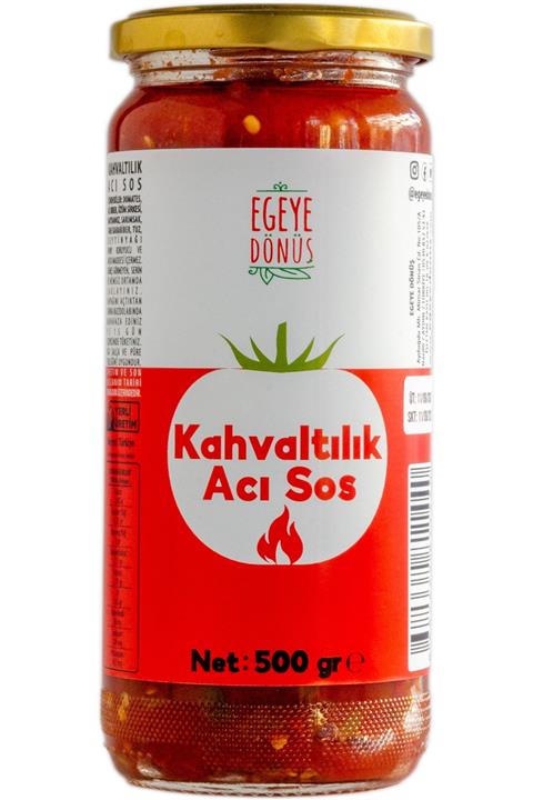 EGEYE DÖNÜŞ Evyapımı Yemek Için Hazır Kahvaltılık Acı Sos Cam-500 Gr(GELENEKSEL ÜRETİLMİŞTİR KORUYUCU İÇERMEZ)
