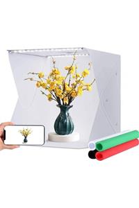 Cooltech Mini Stüdyo 40x40 cm Çift Led Ürün Fotoğraf Çekim Çadırı Pratik Katlanabilir 4 Arka Fon - Çanta