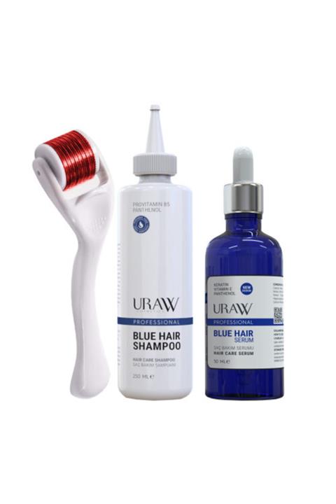 Uraw Mavi Serum + Mavi Şampuan + Saç Dermaroller