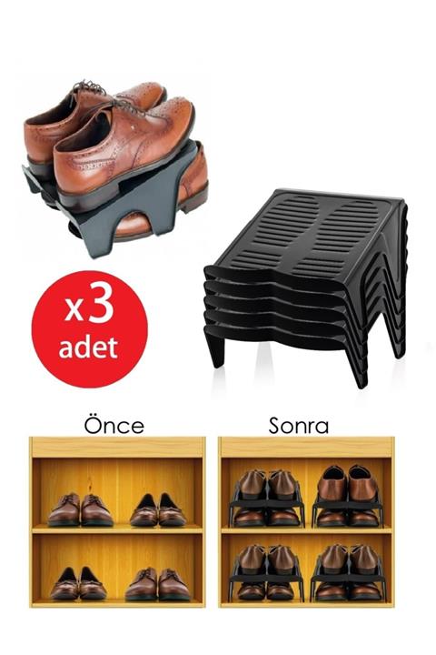Meleni Home 3'Lü Çiftli Ayakkabı Düzenleyici Rampa