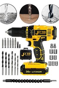 Jetta Power Tools JETTA POWER  36v 5ah Li Sjs Çift Metal Şanzuman Çift Akülü Şarjlı Matkap 24 Parça Set Hediyeli