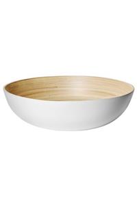 IKEA 30 Cm Servis Kasesi, Bambu-beyaz Meridyendukkan Yuvarlak Salata-sunum Kasesi Bambu