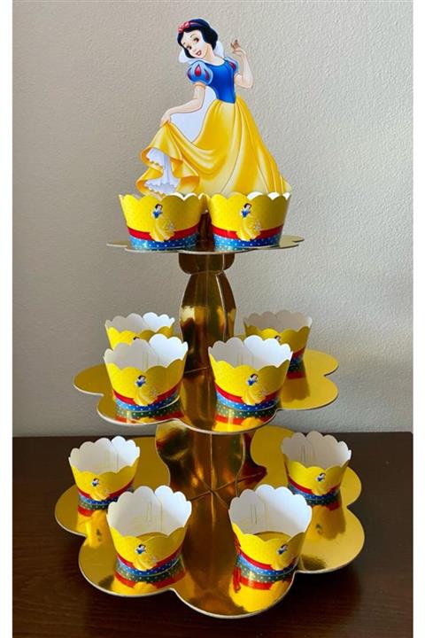 Okarttasarım Pamuk Prenses Cupcake Standı Ve  Cupcake Sargısı 10 Adet