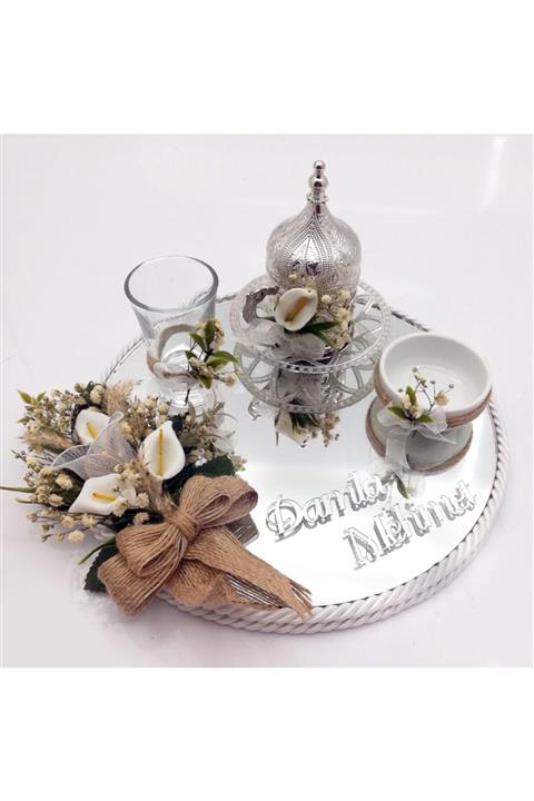 Lora Davet Damat Kahve Fincan Tepsisi