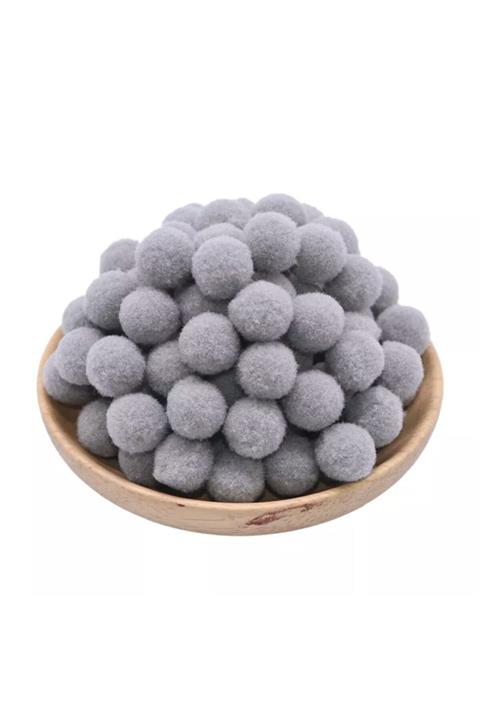 Yumuşakkeçe Gri Yumuşak Ponpon Peluş 100 Adet 2 Cm