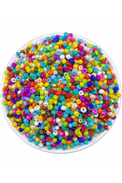 Hedef Bijuteri 50 Gram Karışık Renkli Cam Kum Boncuk , Takı Yapım Boncuğu