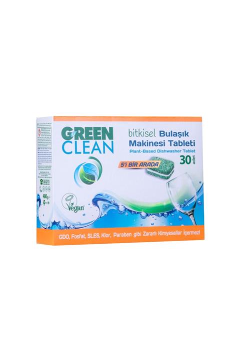 Green Clean Bitkisel Bulaşık Makinesi Tableti 30 Adet / 480gr.