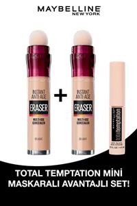 Maybelline New York 2'li Instant Anti Age Eraser Kapatıcı - 01 Light + Total Temptation Mini Maskara Set