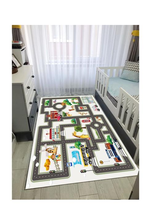 STY Home Trafik Yolu Çoçuk Kaymaz Tabanlı Makinede Yıkanabilir Halı Kilim Yolluk Beyaz Gri