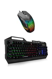 Rampage Kb-r73 Usb Aydınlatmalı Metal Kasa Q Gaming Klavye + Sm-gx19 Angard Rgb Makrolu 7200dpi Oyuncu Mouse