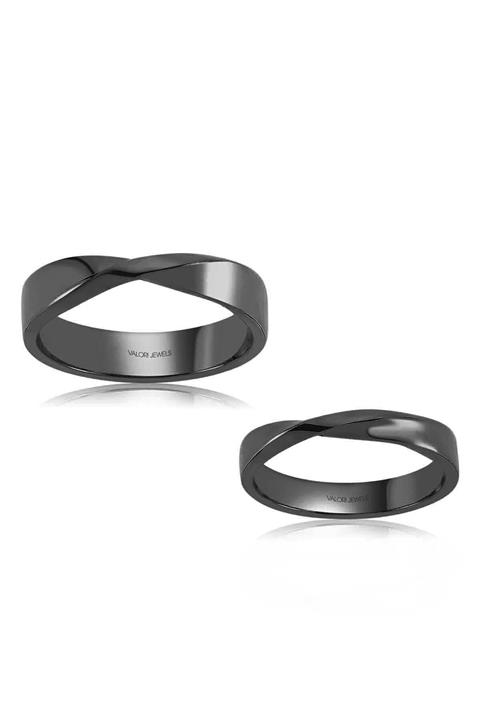 Valori Jewels Aşk Bağı, Siyah Rodyum Gümüş Çift Yüzük