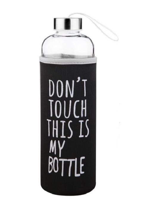 AnkaShop My Bottle Borosilikat Cam Matara 1000 Ml Borcam Su Şişesi 1 Lt Siyah