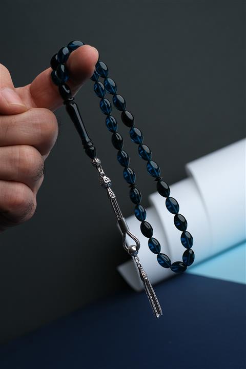 TESBİHEFENDİ Gümüş Püskül Hareli Ateş Kehribar Tesbih