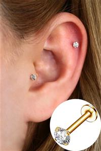 Vilma Aksesuar Cerrahi Çelik Taşlı Piercing Helix - Tragus 8mm Gold Renk