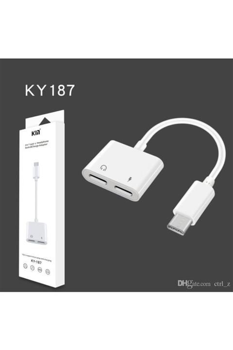 DIGERUI Type-c 2 In 1 Şarj Ve Kulaklık Çoklayıcı Adaptör Ky-187