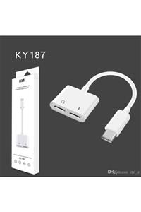 DIGERUI Type-c 2 In 1 Şarj Ve Kulaklık Çoklayıcı Adaptör Ky-187