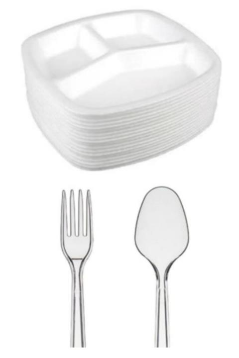 PLASTİKAP 50li Köpük Tabildot, 50 Plastik Çatal, 50 Plastikkaşık