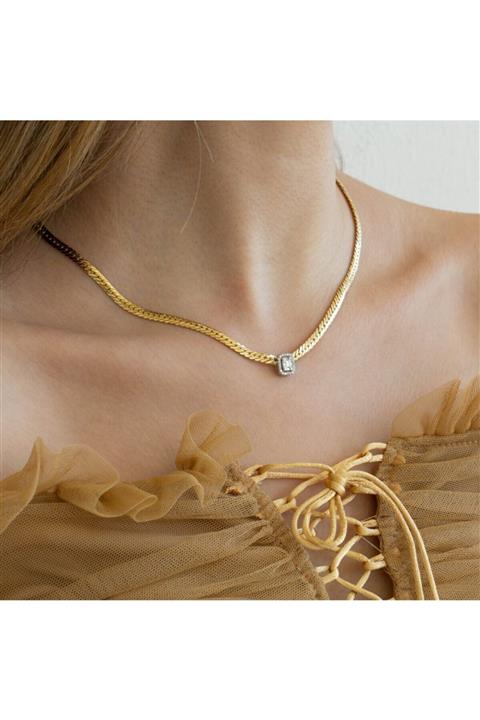 Safir Kuyumculuk Zarif Baget Pırlanta Kolye