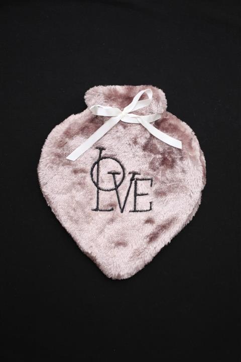 Sepete Ekle Peluş Kalpli Açık Kahverengi Sıcak Su Torbası - Love