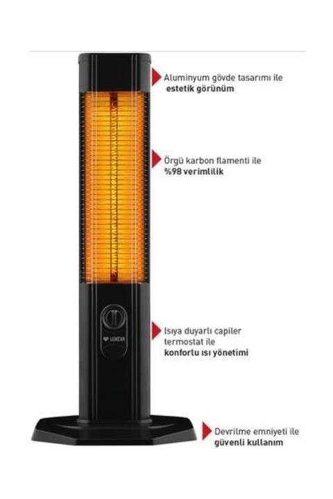 Luxeva Lxv2000 Siyah Dikey Karbon Isıtıcı