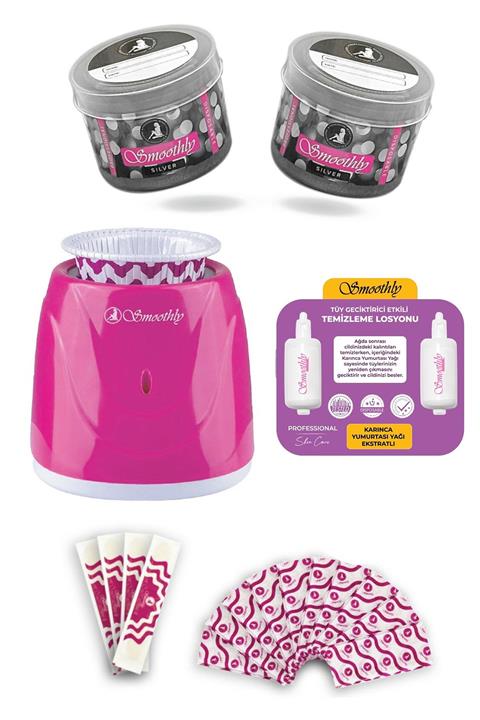 Smoothly 2'li Mini Konserve Ağda Seti + Sir Ağda Isıtıcı Makine + Spatula + Ağda Losyonu + Ağda Bezi